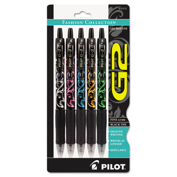 Pilot® G2 Fashion Premium Gel Pen, Retractable, Fine 0.7 Mm, Black Ink, Assorted Barrel Colors, 5-pack freeshipping - TVN Wholesale